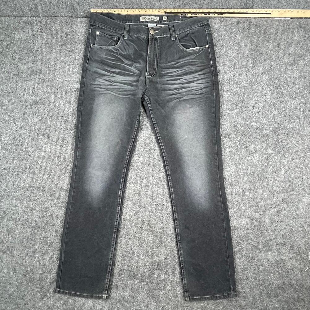 Old Skool Jeans Mens Size 36 Gray Wash Straight Leg Vintage‎ Style Denim
